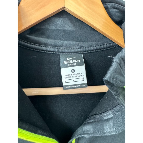 Nike Pro Dri-Fit Blsck Striped Zip Pullover- Size Small B127 - Picture 5 of 7